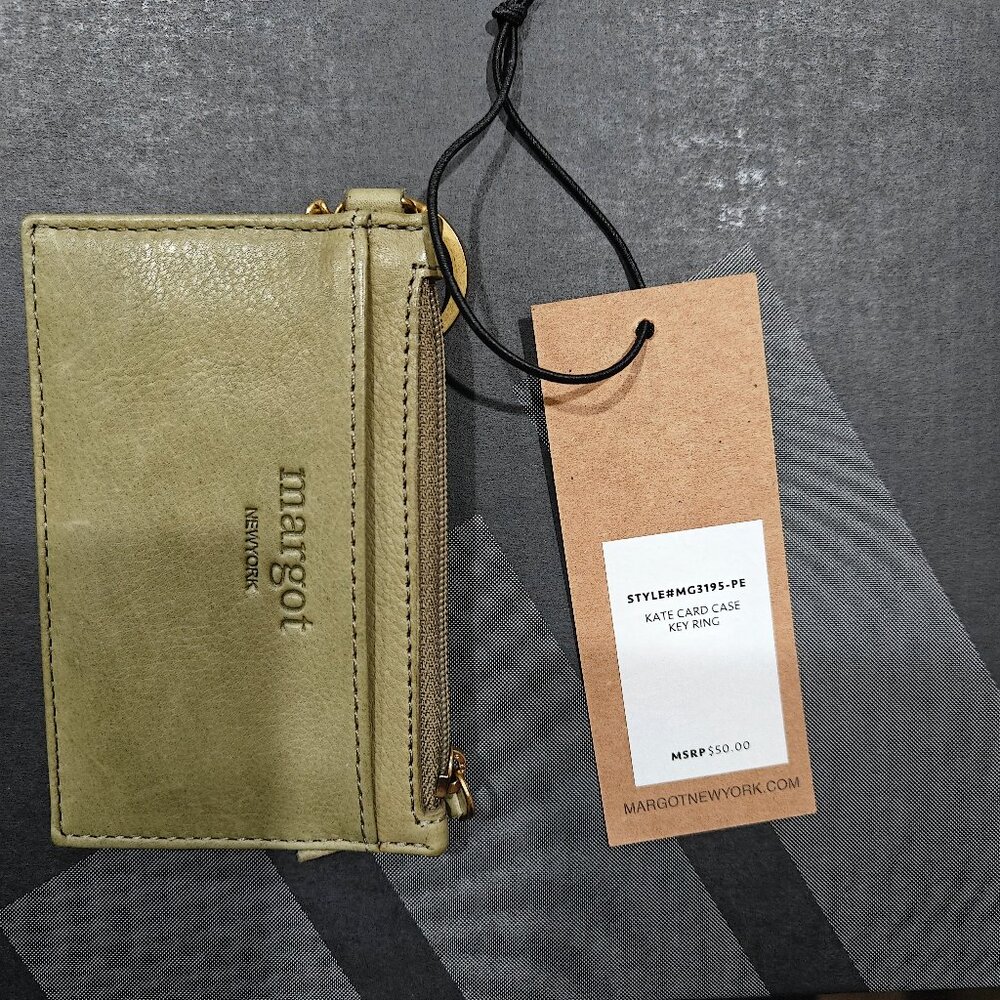 Margot NY Kate Small Zip Top Genuine Leather Card Holder